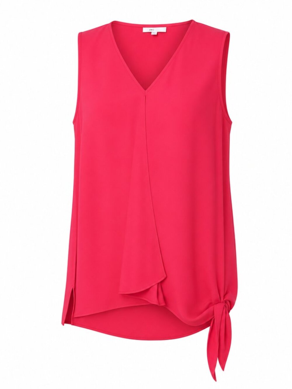 DR2 Feminine Office Red Convertible Sleeveless Ruffle Front Blouse Top Large